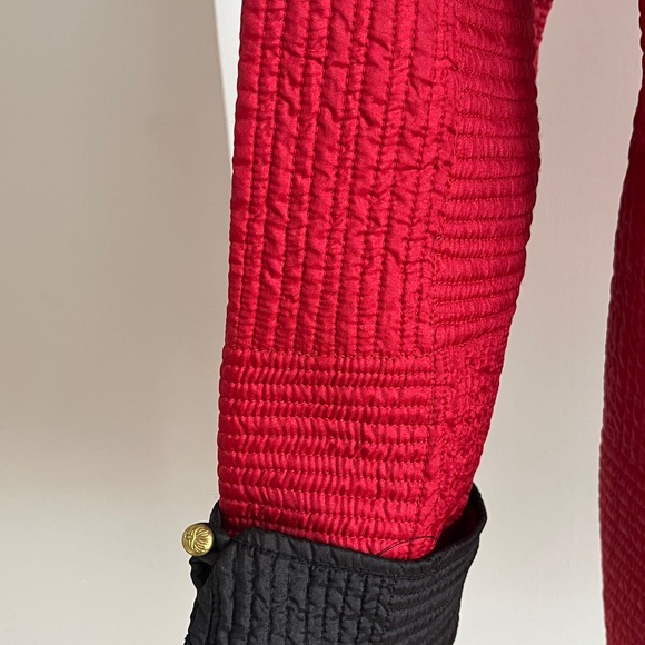 New Sam Hilus Classic 100% Silk Reversible Nehru Jacket Women's Black & Red L XL - Picture 8 of 15